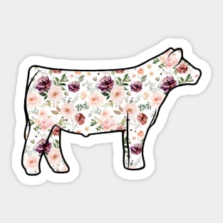 Watercolor Floral Show Steer Silhouette  - NOT FOR RESALE WITHOUT PERMISSION Sticker